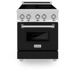 24" 2.8 cu. ft. Induction Range with a 3 Element Stove and Electric Oven in Black Matte