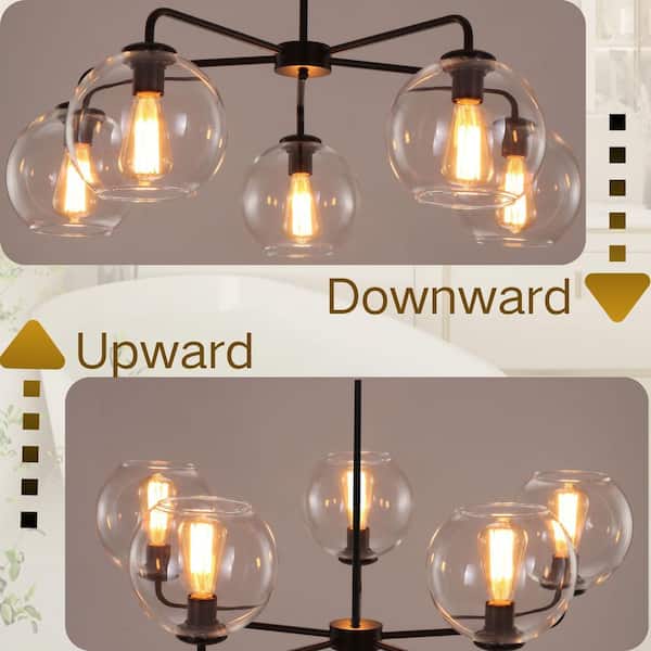 HUOKU Ceder 12-Light 34 in.W Matte Bl...