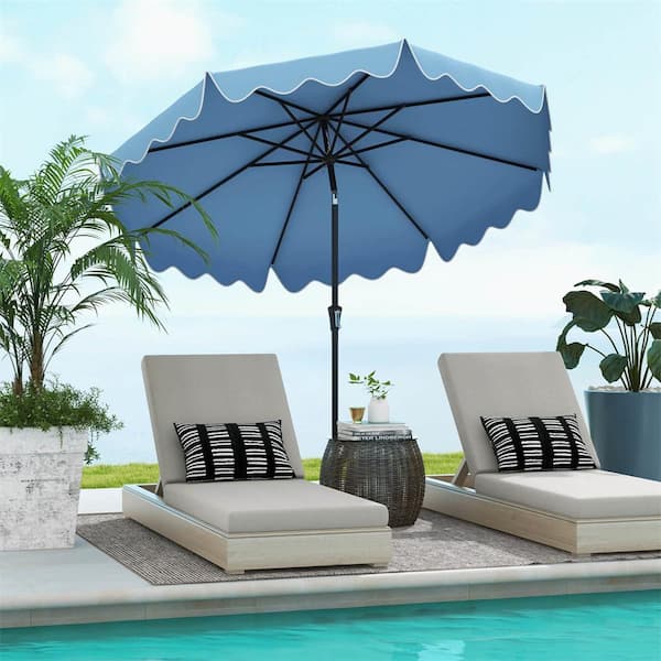 9 ft. Market Patio Umbrella in Navy Sun-Protective Canopy