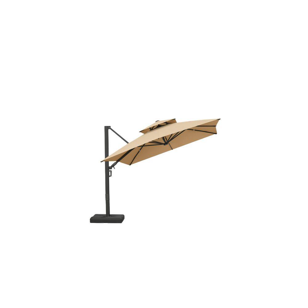 8 ft. Square 2-Tier Aluminum Cantilever Sun Umbrella Offset 360° Rotation Patio Umbrella in Beige with Base price history on PriceWatchPro