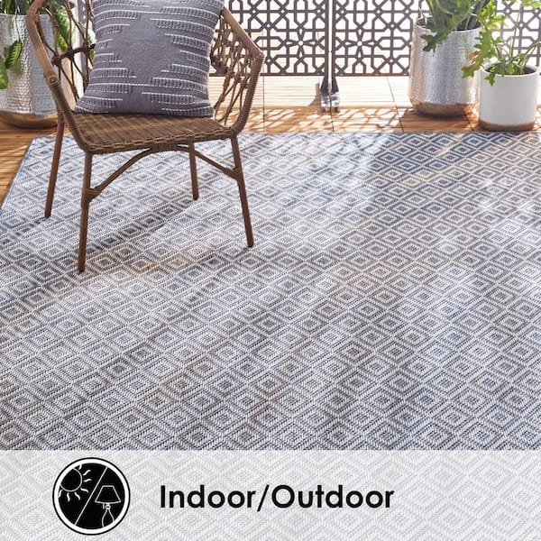 Tripoli Lydia Denim/Cream 8 ft. x 10 ft. Geometric Indoor/Outdoor Area Rug