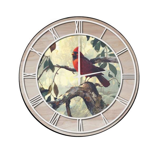 Unbranded "Sunrise at Narrows Creek" Woodgrain Accent and White Numbers Imaged Wall Clock