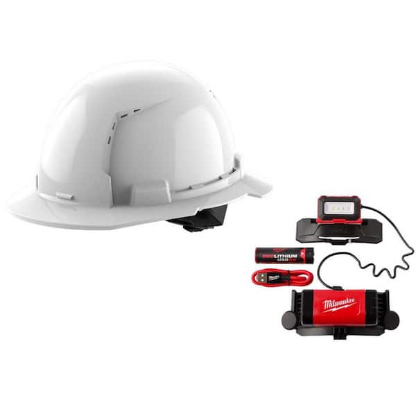 BOLT 600 Lumens LED REDLITHIUM Rechargeable Headlamp with BOLT Type 1 Class C Full Brim Vented Hard Hat