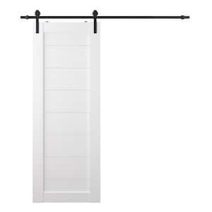 Ermi 28 in. x 84 in. 8-Panel Bianco Noble Finished Composite Core Wood Sliding Barn Door with Hardware Kit