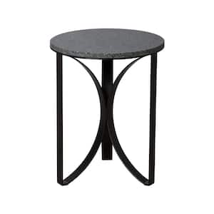 18 in. H Archer Black Metal Stool/Table with Black Granite Top
