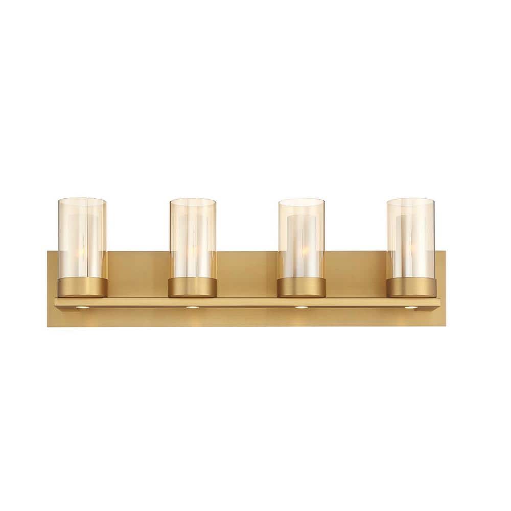 Home Decorators Collection Samantha 26.6 in. 4-Light Brass LED Bathroom Vanity Light 34841-HBB Sansujyuku sansujyuku.com