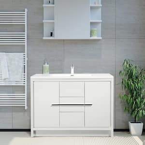 47.24 in. W x 19.69 in. D x 35.4 in. H Bath Vanity in White with White Vanity Top with Single White Basin