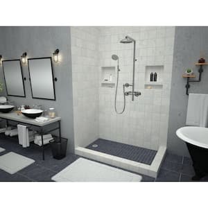 Redi Base 30 in. x 60 in. Double Threshold Shower Base with Left Drain and Polished Chrome Drain Plate