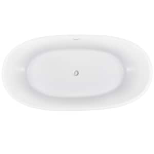 63 in. Acrylic Double Ended Freestanding Flatbottom Non-Whirlpool Soaking Bathtub in Glossy White