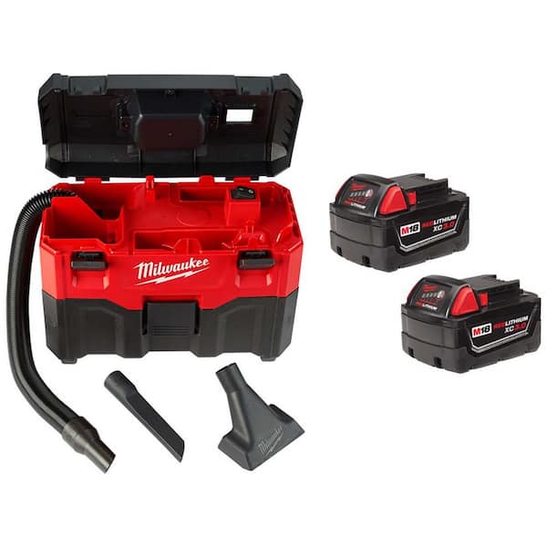 Milwaukee M18 18-Volt 2 Gal. Lithium-Ion Cordless Wet/Dry Vacuum with M18 XC Extended Capacity 3.0Ah Battery (2-Pack)
