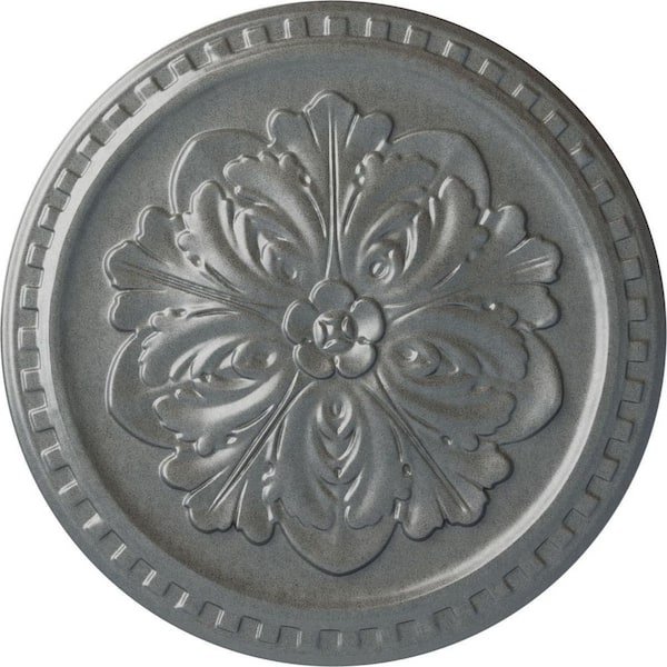 Ekena Millwork 16-7/8 in. x 5/8 in. Emeryville Urethane Ceiling Medallion, Hand-Painted Platinum