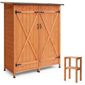 1.6 ft. W x 2.95 ft. D Wood Garden Shed with Lockable Doors, Outdoor Storage Shed Tool Shed Organizer 4.7 sq. ft.