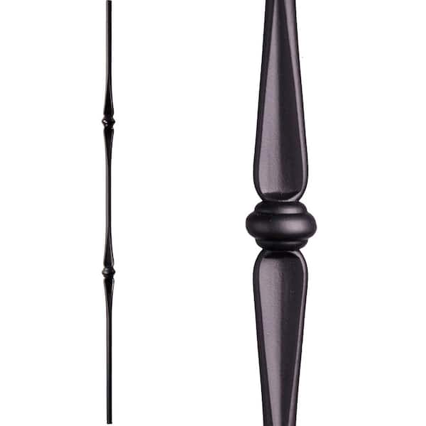 HOUSE OF FORGINGS Round 44 in. x 0.5625 in. Satin Black Double Knuckle Solid Wrought Iron Baluster
