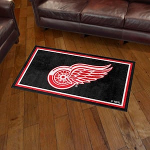 Detroit Red Wings Black 3 ft. x 5 ft. Plush Area Rug