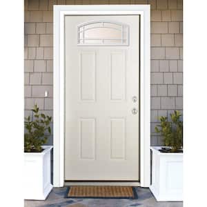 36 in. x 80 in. Element Series Cambertop Left-Hand Inswing White Primed Steel Prehung Front Door with 4-9/16 in. Frame
