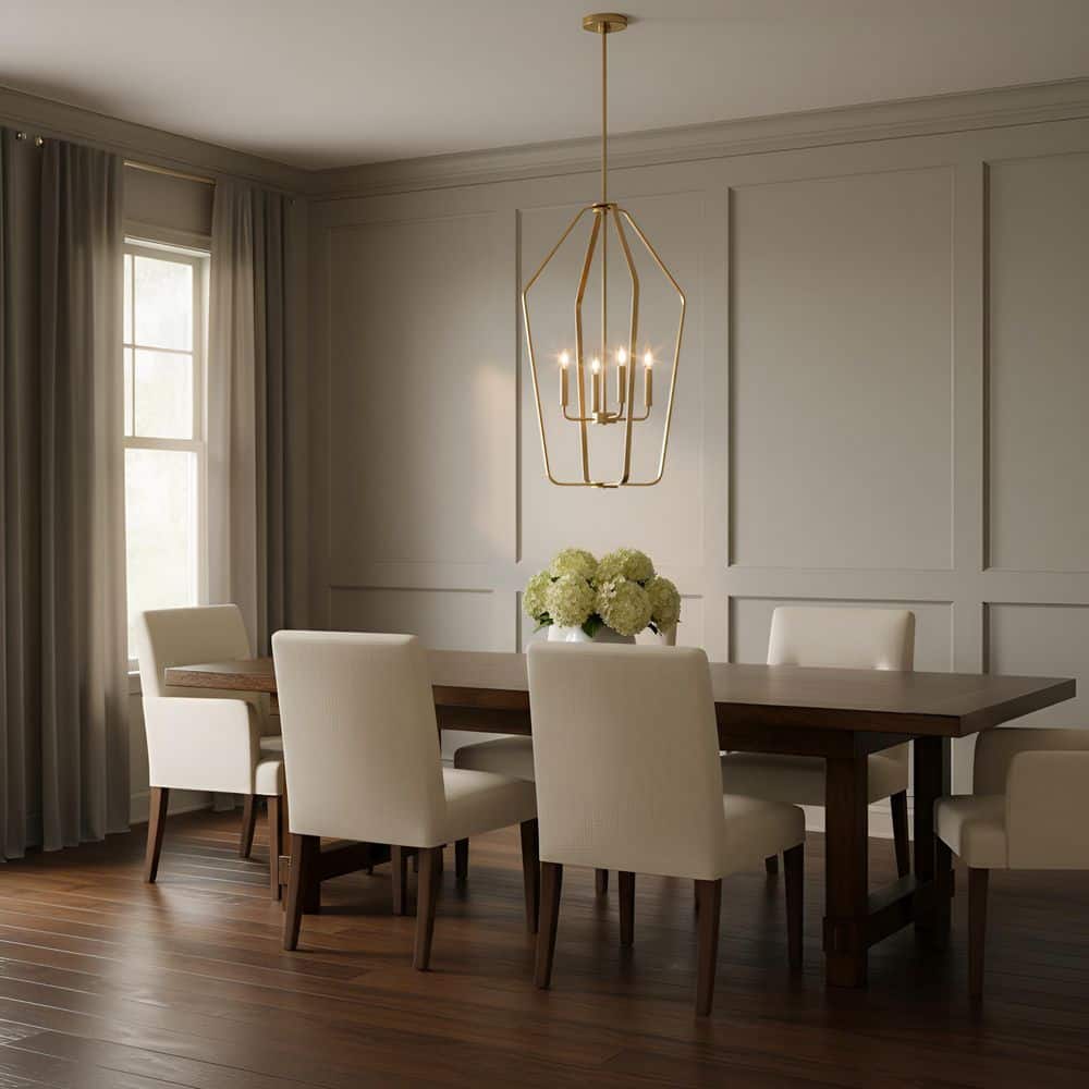 Kennan 4-Light Satin Brass Transitional Dimmable Lantern Chandelier price history on PriceWatchPro