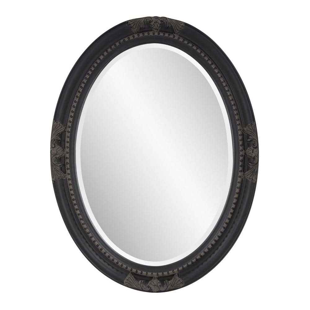 HomeRoots 25 in. x 33 in. Classic Irregular Framed Black Vanity Mirror