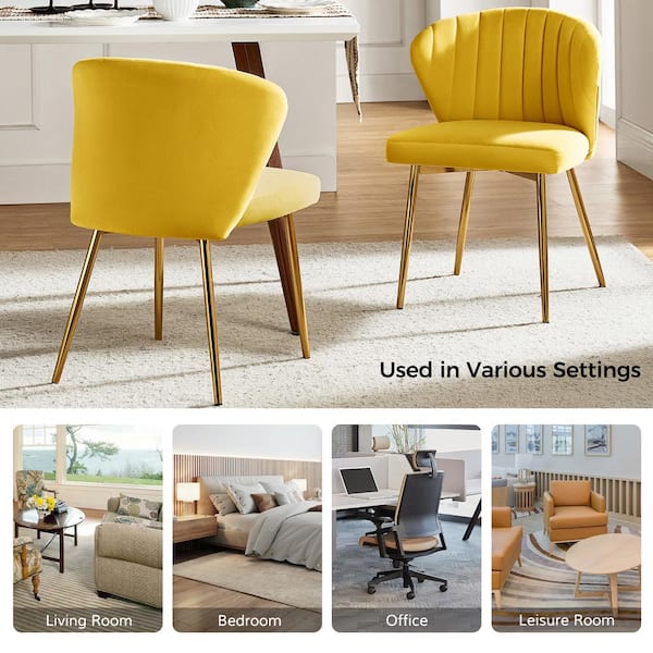 JAYDEN CREATION Luna Mustard Velvet 20 in.W x 19.5 in.D x 29 in.H