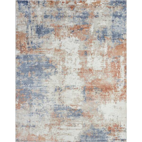 GlowSol Orange 7 ft. 10 in. x 10 ft. 2 in. Wilton Collection Indoor Modern Abstract Area Rug