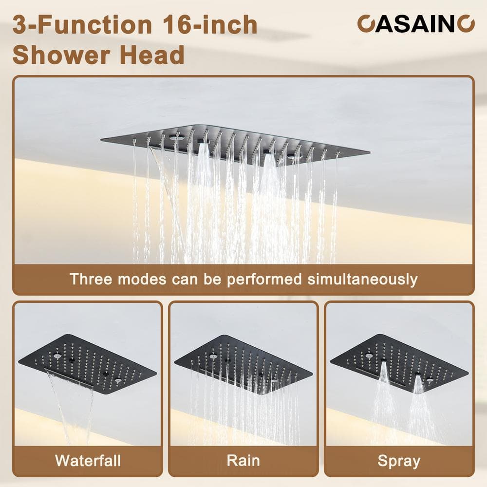 Large Dual Rectangle Ceiling Mount Shower System with Handheld