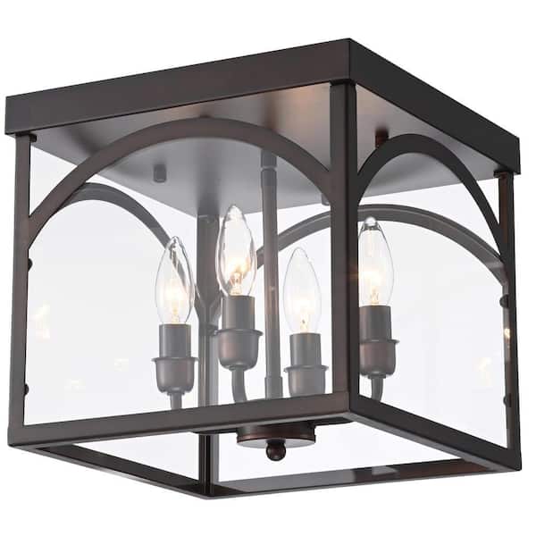 Warehouse of Tiffany Fogi 11 in. 4-Light Indoor Bronze Chandelier with Light Kit