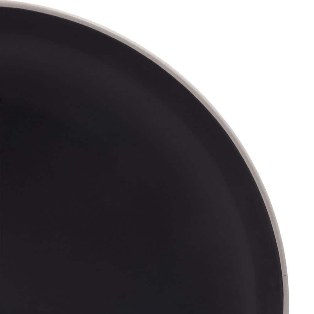 Black Ceramic 12-Piece Dinnerware Set with Glossy Rim