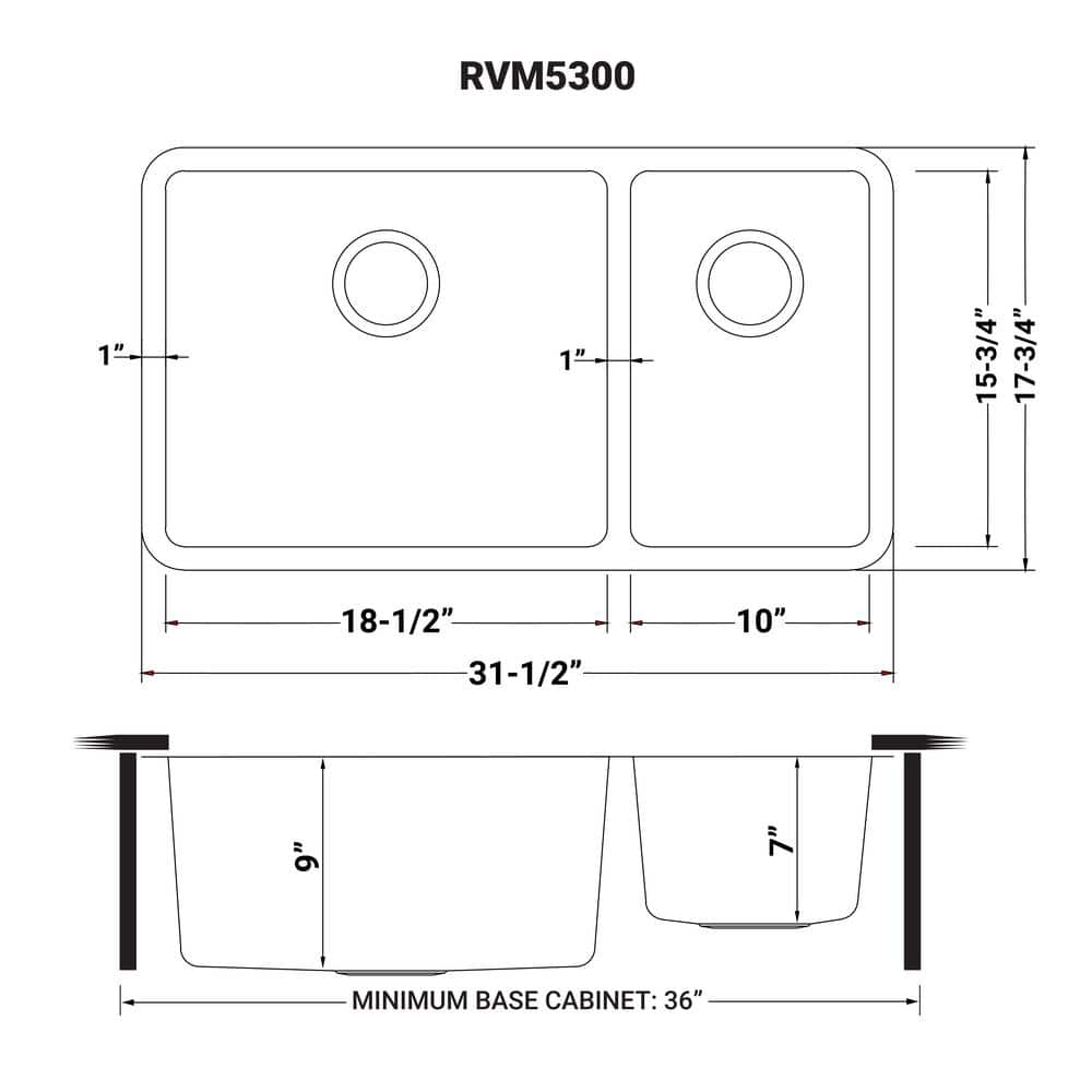 35-Inch Stainless Steel Double Bowl Drop-In Kitchen Sink