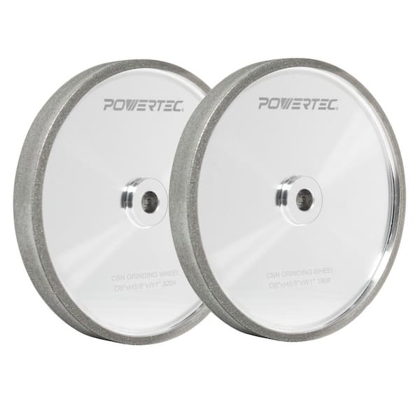 8 in. x 1 in. W, 5/8 in. Arbor CBN Bench Grinding Wheel, 180 & 320 Grit for Sharpening HSS Tool/Lathe Tool (2-Pack)