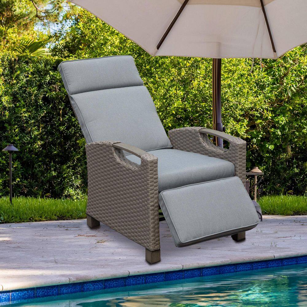 Wicker Outdoor Recliner with Gray Cushions and Built-In Side Table price history on PriceWatchPro