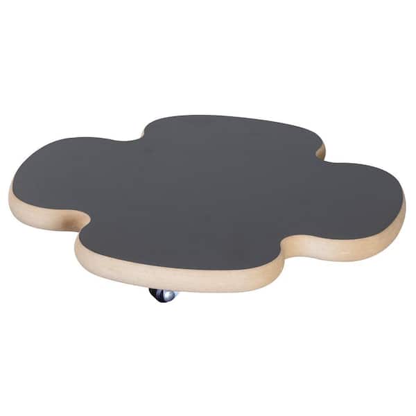 13 in. Dia, 1.625 in. H Black Clover Decor Wooden Plant Caddy