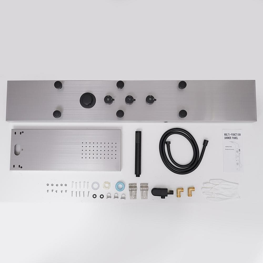 Black Nickel Multi-Function Rainfall Shower Panel System with Body Jets