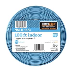 100 ft. 14/3 Light Blue Solid CerroMax SLiPWire Copper NM-B Wire
