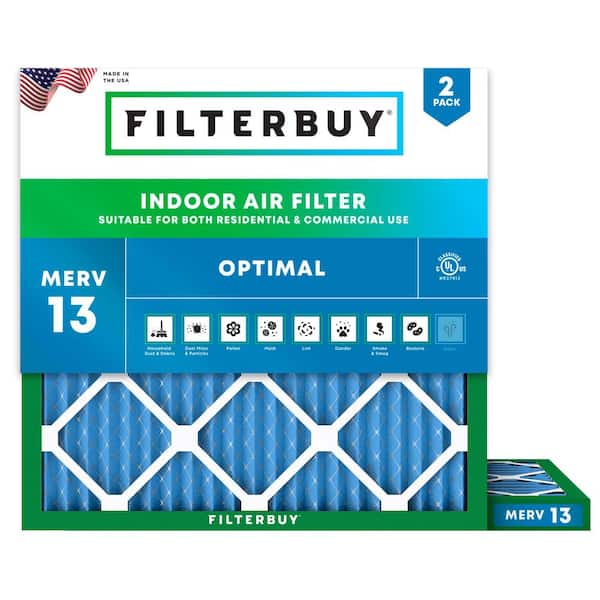 8 in. x 8 in. x 1 in. MERV 13 (FPR 10) Health Defense Pleated HVAC AC Furnace Air Filters Replacement (2-Pack)