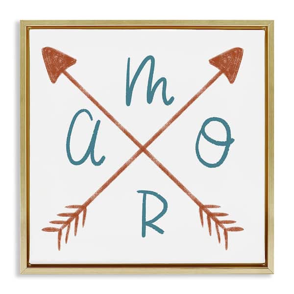 Stupell Industries Love with Crossed Arrows by SD Graphics Studio Gold Floater Frame Typography Graphic Art Print 18 in. x 18 in.