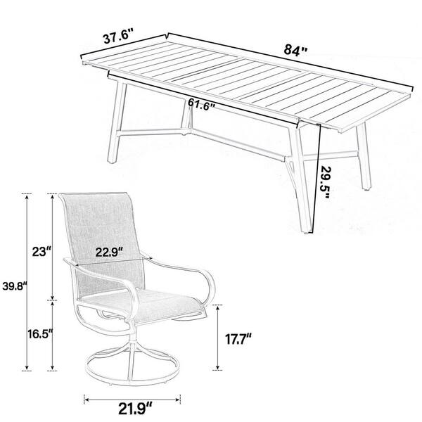 【Adul】PATIO PHI VILLA 9-Piece Metal Patio Outdoor Dining Set with Wood