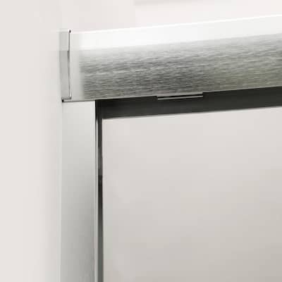 Elfreda 48 in. W x 76 in. H Sliding Semi Frameless Shower Door/Enclosure in Brushed Nickel with Clear Glass