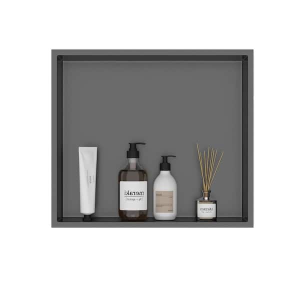 16 in. W x 4 in. H x 14 in. D Stainless Steel Shower Niche Set of 1 Piece in Matte Black Single Shelf Organizer Storage