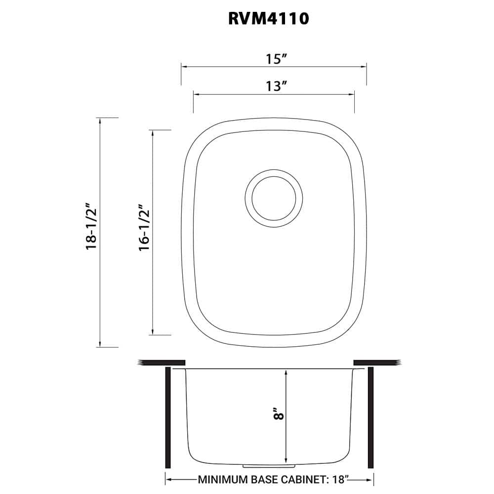 Ruvati 15 x 18 Inch Stainless Steel Undermount Bar Sink