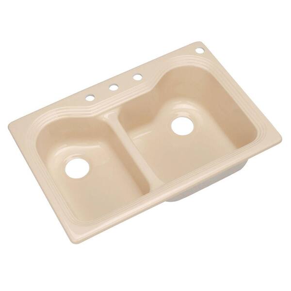 Thermocast Breckenridge Drop-In Acrylic 33 in. 4-Hole Double Bowl Kitchen Sink in Candle Lyte