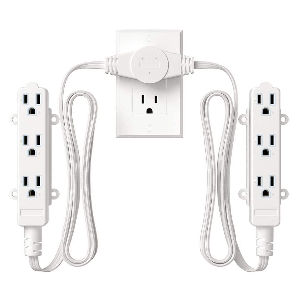 10 ft. 16 / 3 AWG Indoor Twin Extension Cord with 2 3-Prong 3 Outlets, SPT-3 Flat Plug, White price history on PriceWatchPro