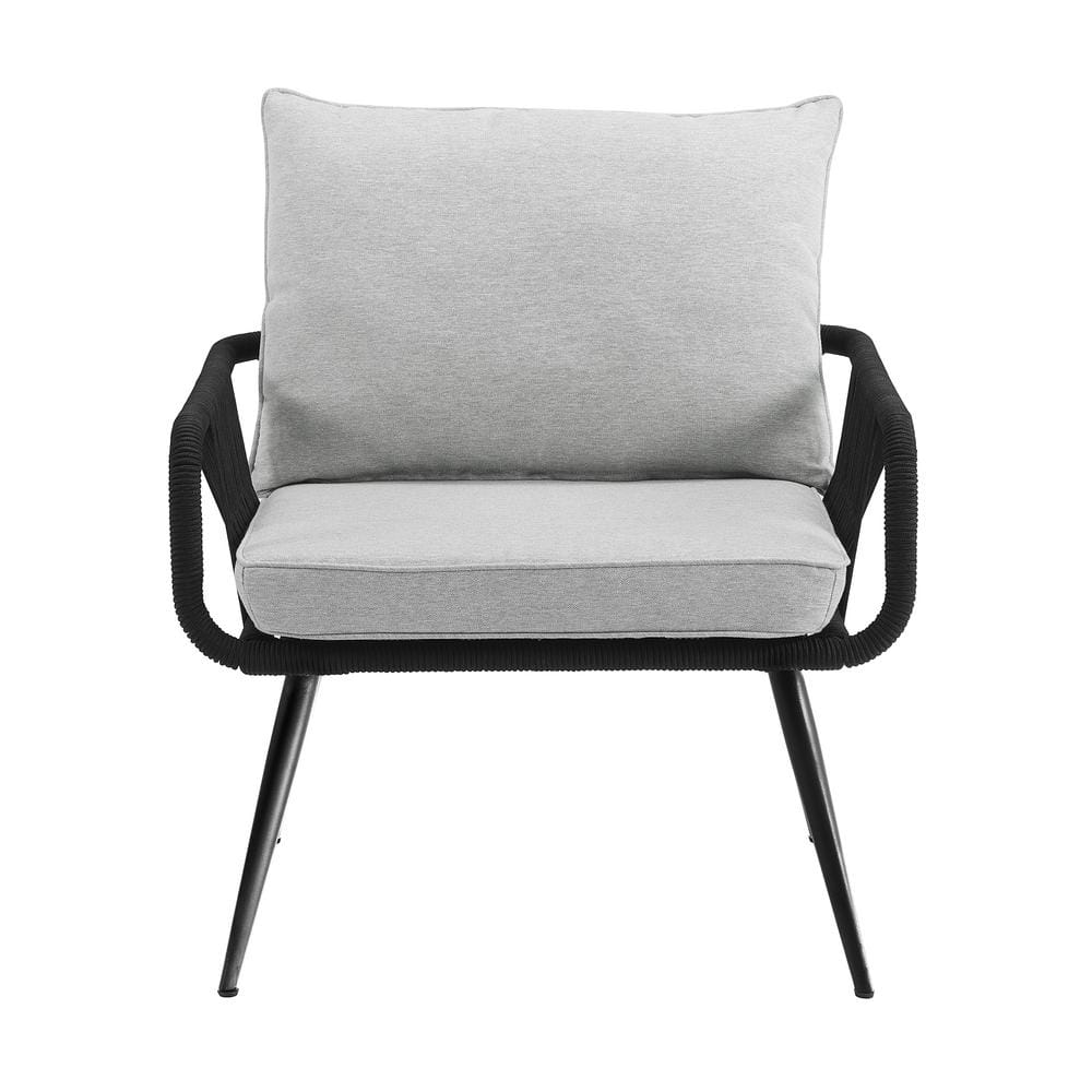 Andover Light Gray Rope Frame Outdoor Dining Chairs with Cushions, Set of Two