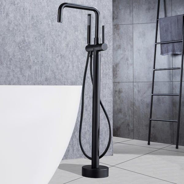 Staykiwi 1-Handle Freestanding Tub Faucet with Hand Shower in Matte Black