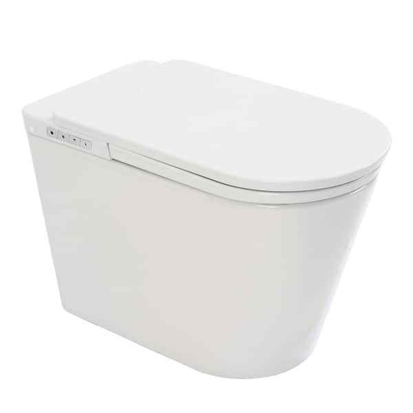 Smart Bidet Toilet 1.28 GPF in White with Adjustable Seat & Air Temp, One-Touch SPA, Foot & Radar Sensor