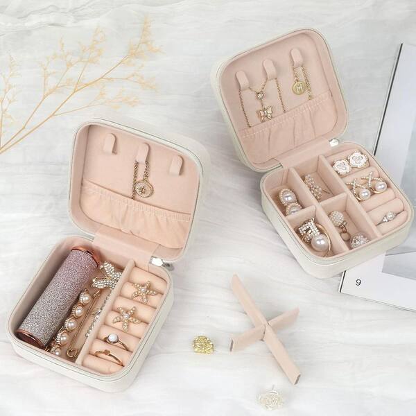 REPOSSI アクセサリーケース ホワイト White Portable PU Leather Mini Jewelry Box YJ00661 - The Home Depot
