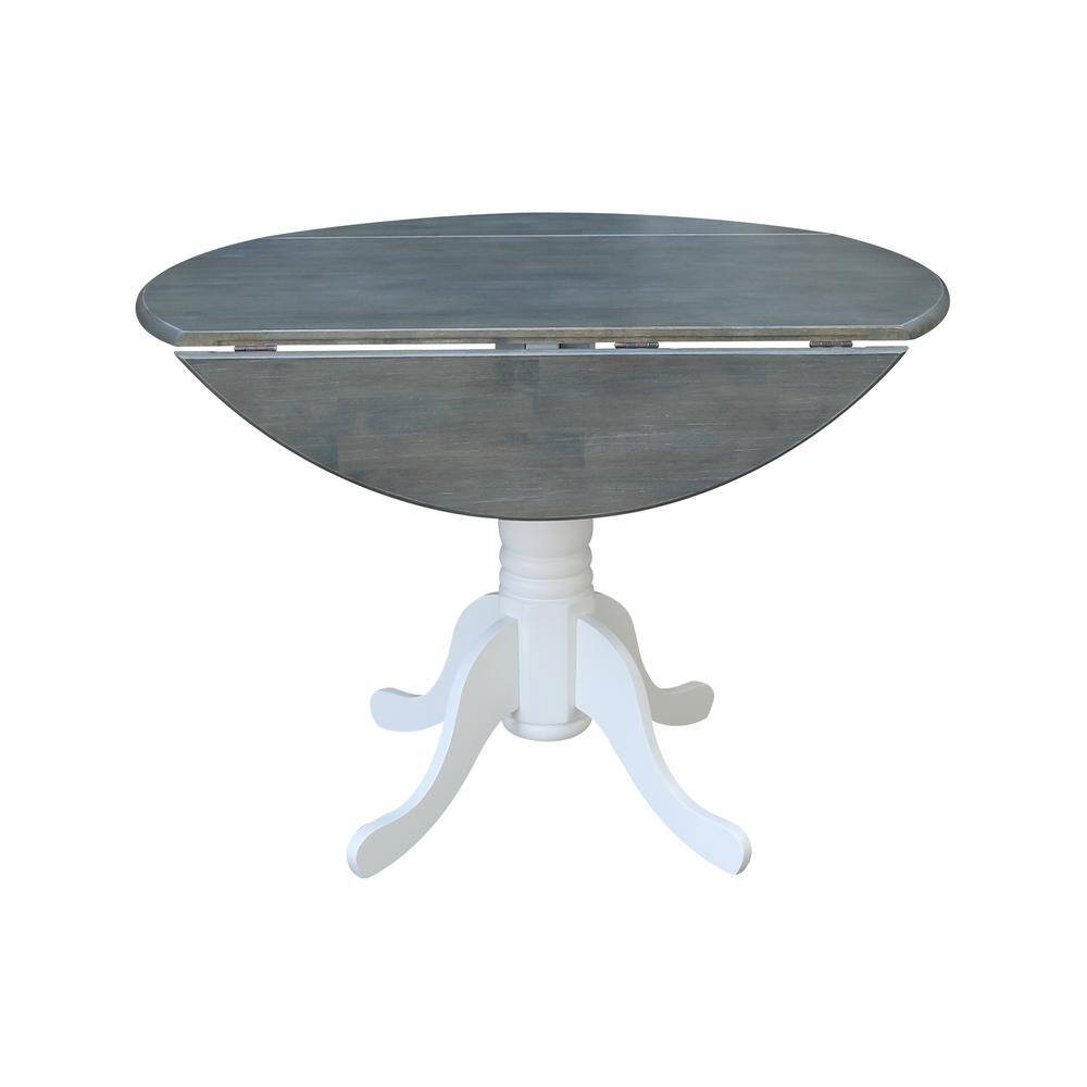 Heather Gray & White 42" Round Wood Extendable Dining Table