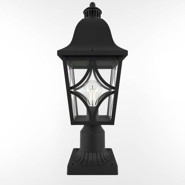 20.2 in. 1 Light Black Aluminum Hardwired Outdoor Waterproof, Rust Resistant Pier Mount Light With No Bulbs included