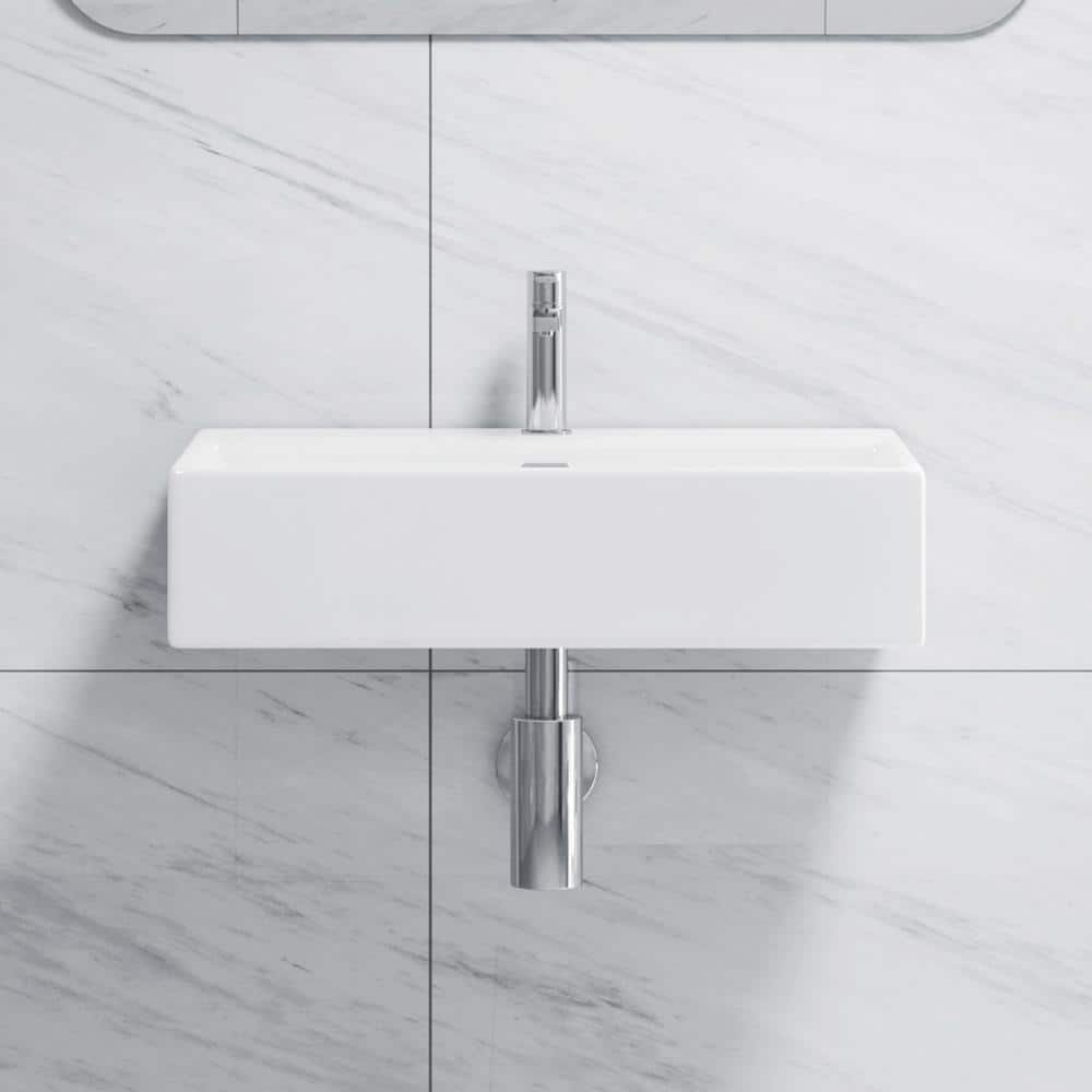 Turner 24" White Ceramic Rectangular Wall-Mount Bathroom Sink