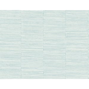 Blue Jenga Aqua Striped Column Vinyl Non-Pasted Textured Repositionable Wallpaper