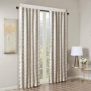 Odessa Gray/Silver Marble Jacquard 50 in. W x 84 in. L Total Blackout Panel Rod Pocket/Back Tab Window Curtain