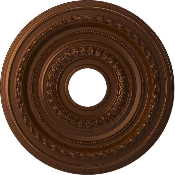 Ekena Millwork 16" O.D. x 3-1/2" I.D. x 1" P Cole Thermoformed PVC Ceiling Medallion (Fits Canopies up to 4-1/2"), Metallic Dark Copper